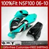 Injection OEM pour HONDA NSF 100 NS-F100 06-10 Carrosserie en fibre de verre 116No.138 NSF-100 06 07 08 09 10 NSF-100 2006 2007 2008 2009 2010 Carénage de course en fibre de verre noir cyan