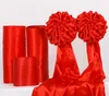 Hochzeitsauto-Dekoration vorne, große rote Seidenblumenkugel mit Band, Eröffnungszeremonie, Hochzeitsbevorzugungen, Ornament für Mittelstücke, Festival-Dekoration