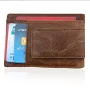 Retro Men's Money Clips Multifunctional Cowhide leather Solid doller Clip ID -card holder small Male Wallet