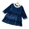 Sukienki dla dziewczyn dziewczyny ciemnoniebieski księżniczka maluch formalny strój sukienki dla niemowlęcia Ubrania urodzone na 1-2tgirl's