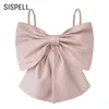Sispell Big Bow Knot for Female Vests Square Sleeveless Off Shouldless Slim 여성 섹시한 슬링 조끼 패션 210401