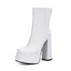 Boots 14cm High Heels Thin Temperament Thick Short Boots Womens Spring and Autumn Single White Waterproof Platform Bottom 220722