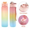 32oz Gallon Water Bottle with Straw 1 Litre Large Capacity Tritan BPA Free Motivational Quote Time Marker Fitness Jugs 220714