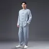 Tai Chi Hanfu survêtement hommes coton soie ensembles Tang costume veste + pantalon mâle Kung Fu traditionnel chinois hommes Wushu vêtements