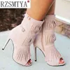 Summer Ankle Boots Super High Heels Women Shoes Peep Toe Sexig Lady Chelsea Party Thin Heeled Storlek 36 43 220421