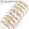 Link Chain 10st Fashion Gold CZ Micro Pave Rectangle Bar Heart and Star Charm Armband med gåva till Women Girl Fawn22