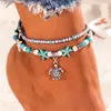 Ankiety akrylowe koraliki rozgwiazdy dla kobiet Ins 2pcs/Set Antique Bohemian Beach Foot Jewelry łańcuch nóg bransoletki boho akcesoria