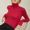 Chohill Fall Slim Fit Autumn Curical Modal Base Leng Sleeve Tshirt Women Turtleneck女性用エレガントなソリッドカラートッププラスサイズ210322