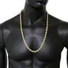 Zware hiphop 24 "Unisex rapper's 7 mm vaste dikke touwketting ketting 18k geel goud gevulde kraag sleutelbeen mannen sieraden cadeau