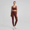 Yoga pour femme en forme taille haute fil de course solide en nylon extensible de couleur unie gilet de fitness soutien-gorge et pantalon de poche convient sans couture leggings de levage de la hanche survêtements