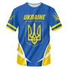 3D Ucrânia Tirina Design Bandeira impressão Men Ucrânia Jersey Manga curta Plus Tamanho Verão Camiseta personalizada Drop atacado 220607