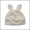 Party Hats Rabbit Ears Solid Color Warm Knitted Hat Thicken Cycling Fur B Dhi8W