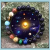 Kralen strengen armbanden sieraden nieuwe Galaxy acht planeten kralen armband mannen natuursteen universum zonnestelsel yoga chakra voor vrouwen die