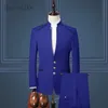 Ternos masculinos Blazers Thorndike Men se adequa ao estilo chinês Stand Collar Blazer Masculino 220823