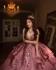 Princess Quinceanera klänningar för ung flicka dammig lila prom festboll klänning vestido de 15 anos kristaller pärlstav spetsband ärmlös korsett söt 16 klänning 2022