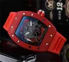 2022 Fashion Mens Skeleton Rubber Horloge Automatisch Uurwerk Mannen Beroemde Designer mannen sport Horloges montre de luxe watches224U