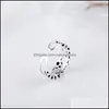 Cluster Rings Jewelry Wholesale- 925 Sterling Sier For Women Obsidian Leaf Double Layer Thai Opening Index Finger Dh4Vv