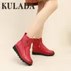 Kulada New ankle boot Zipper for Women Short Plush Insole Women Boots Platform Platform Wedge Style Autumn Women Shoes 201105