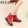 KULADA Neue Ankle Boot Doppel-reißverschluss Für Frauen Kurze Plüsch Einlegesohle Frauen Stiefel Mode Plattform Keil Stil Herbst Frauen Schuhe 201105