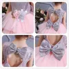 Flower Girls Evening Party Dress For Big Bow Lace Sequins Princess Fantasy Kids Baby Children Formal Wedding 220422