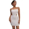 Women Party Dresses Sexy Glitter Backless Sequin Bodycon Ruched Wrap Club Evening Mini Dress