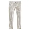 Zomerheren 100% linnen broek koele dunne witte broek ademende broek casual broek man rechte zakelijke lading 201128