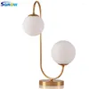 Lampes de table luminaires d'intérieur lampes de bureau en verre créatives pour salle à manger chambre étude lumière deux boules LampTable