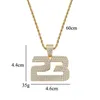 Hop Hip Micro Valed Cubic Zirconia Bling Iced Out Number 23 Hangers ketting voor mannen rapper sieraden goud zilveren kleur270i