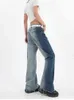 2022 E-Girl Taille Haute Bleu Dégradé Jeans Gothique Harajuku Denim Pantalon Long Baggy Pantalon Droit Femmes Pipes Larges streetwear L220726