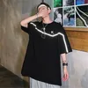 Summer Reflective Tshirt Streetwear Male Japanese Cool Loose 100% Cotton T Shirt High Street Oversize Half Sleeve T Shirt Funny 220608