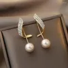 Ciondola il lampadario di arrivo Classico elegante Nappa di perle simulate Orecchini lunghi di cristallo per le donne Gioielli con gocce d'acqua di modaDangle Kirs22