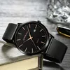 Crrju Fashion Mens Watches Ultra Thin Quartz Watch Men 캐주얼 슬림 메쉬 강철 방수 스포츠 시계 블랙 relogio masculino 220530