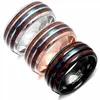 Anéis de casamento Personalidade unissex abalone Shell Hawaiian Koa Wood Inclay Tungstênio Ring de Carboneto para Men Aniversário de Aniversário Jóia