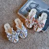 Children Slippers Kids Summer for Girls Soft Floral Cloth Princess Sweet Indoor Outdoor Pearls Bow knot 220618