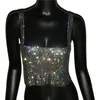 Glitter Nightclub Backless Tank Top Dames Sexy Metal Crystal Diamonds Lovertjes Night Club Party Wear Crop 220316