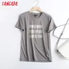 Tangada VWomen gris imprimé coton t-shirt à manches courtes col rond t-shirts dames t-shirt décontracté chemise vêtements de rue haut 6D09 220514