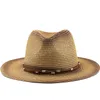 Enkla män sommarstrand hatt västra cowboy hatt kvinnor utomhus halm sol mössor sombrero hombre cowgirl jazz mössa