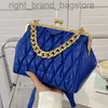 Sac à bandoulière élégant pour femmes, design de marque, sac à bandoulière à chaîne épaisse en cuir PU pliable, sac de dîner pour dames, portefeuille de téléphone bleu rose W285W