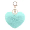 43 color 6CM keychains fluffy artificial rabbit fur ball key chains bulk Women children car bag keyring Lovely velvet keychain jewelry accessories