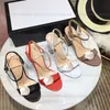Top quality heeled sandals Coarse leather Classic High heel Suede womens sneakers Slides shoes Metal buckle parties heels Belt Luxury designers Sexy Lady slipper