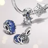 Charm Silver 925 Dangle Charm Stars Bead Moon Pendant Zircon original Fit Pandora Bracelet