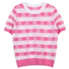 510 2022 Summer Kint Short Sleeve Crew Neck varumärke samma stil tröja rosa gröna pullover lyx kvinnor kläder mingmei