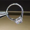 Cluster anneaux 585 or blanc 1 2 3 4 5 rectangle émeraude coupé Moisanite Diamond Ring Women Party Anniversary Engagement RingCluster
