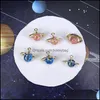 Takılar Takı Bulguları Bileşenler 10 PCS 3D Moon Planet Emaye Alaşım Glitter Uzay Kolyeleri Küpe Bilezik Uygulama Malzeme Yapma Diy Acce