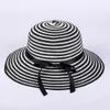 Wide Brim Hats Lady Summer Pattern Korean Ma'am Sunscreen Sandy Sun Beach Panama Hat Women Eaves Stripe Sunshade Ladies Straw HatWide We