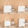 Reuseable Burlap Jute Tote Shopping Bag with Sturdy Handle Women Casual Large Capacity Travel Beach Storage Organizer Handbag RRF14411