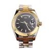 ST9 Steel Watch Two Tone 40MM Black Dial Big Automatic Mechanical Movement Sapphire Glass President Mens Wristwatches