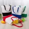 50Pcs/Lot Creative Splicing Printing Canvas Bag Advertising Shopping Cotton Bag Blank Portable Canvas Bags