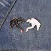Punk Dragon Monamel Pin Black White Animal Badge Brooch Goth Halloween Gift Jewelry Lapel Pin Custom Kids Friends Excalities