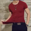 Mens White TShirts V Neck TShirt Basic Plain Tees Short Sleeve Top Women Casual Summer Milk Silk 3XL 4XL Design Black Blue Red 220526